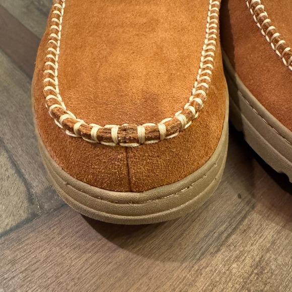 Eddie Bauer Mens Suede Moccasin Slippers Faux Fur Lining Size 13 XXL House Shoes main image 16